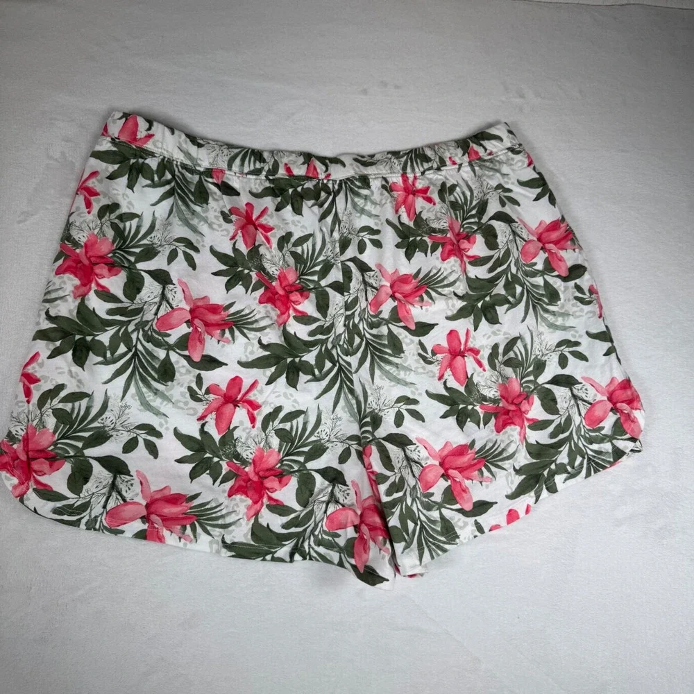 Sleep by Cacique Women's Plus‎ Size Floral Pajama Shorts 18/20 Pink Green White